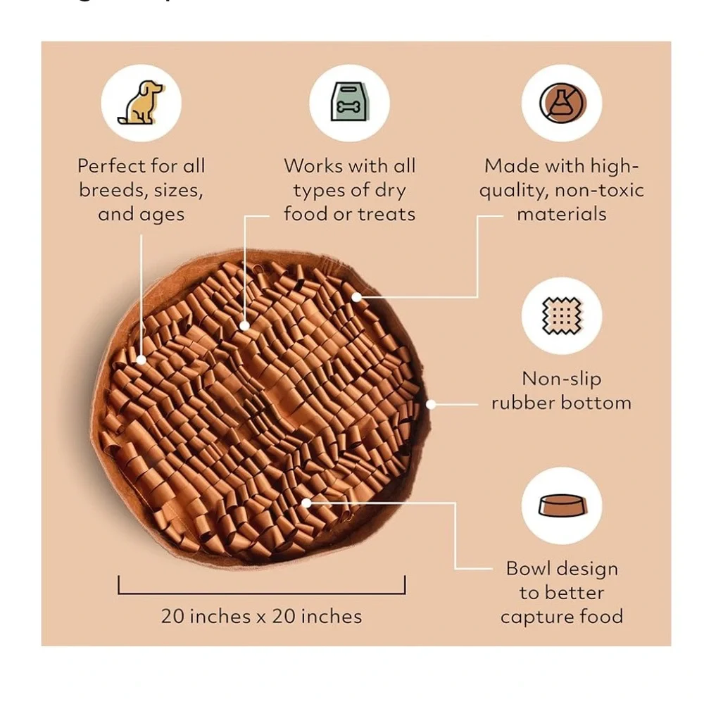 Slow Feeder Dog Bowl - Brown Snuffle Mat Bowl